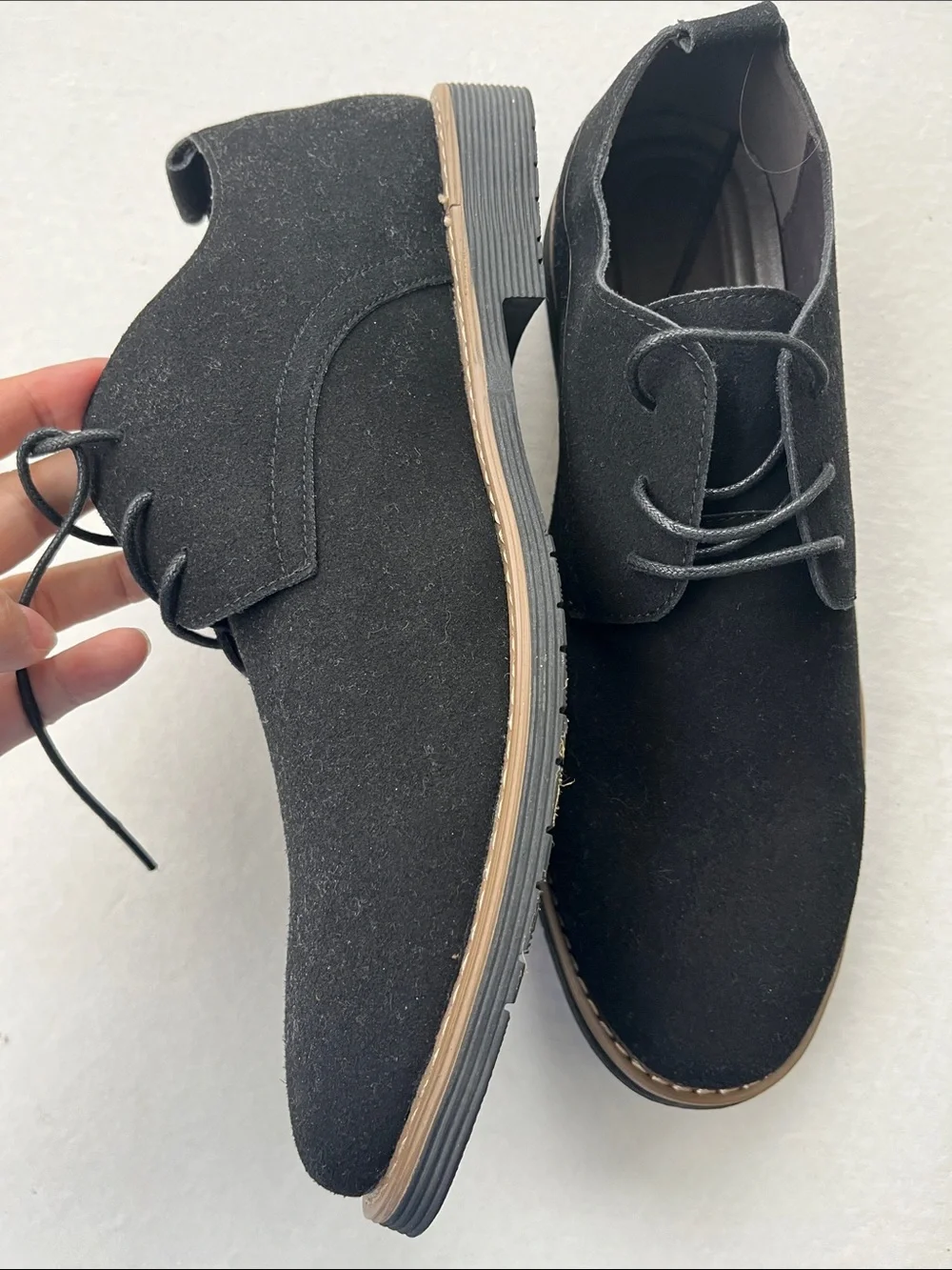 NWOT Men's Black Suede Dress Oxfords. Never Worn.